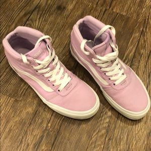 Hi-top lilac van sneakers.